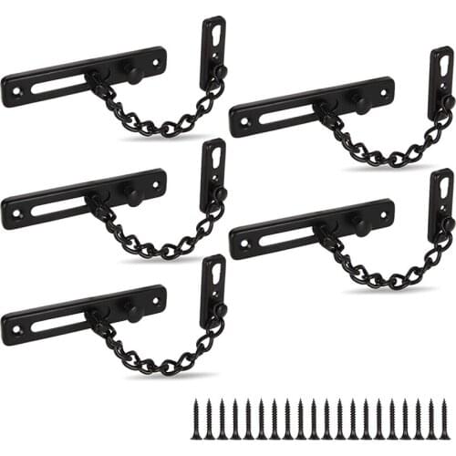 5 Packs Door Chain Lock Stainless Steel Security Chain Door Guard With Anti-Chain Sliding Bolt Door Latch With Screws