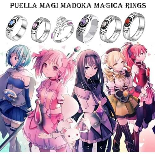 Anime Puella Magi Madoka Magica Cosplay Jewelry Akemi Homura Kaname Madoka 925 Sterling Silver Finger Ring For Women Girls Gifts