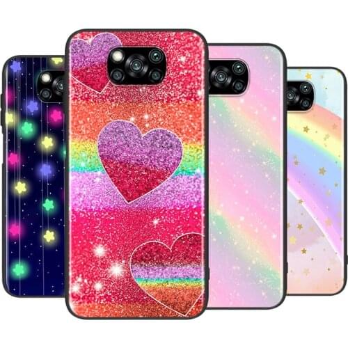 Rainbow Star Bling Glitter For Xiaomi Poco X3 GT NFC M2 X2 F2 F3 C3 M3 F1 Pro Mi Play Mix3 A3 A2 A1 6 Lite Soft Phone Case