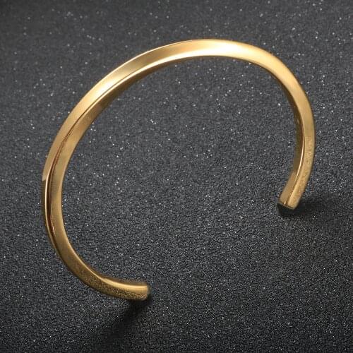 Stainless Steel C Shape Open Cuff Bangle 4 Color Twist Bracelet For Women Men Lover Jewelry Gift