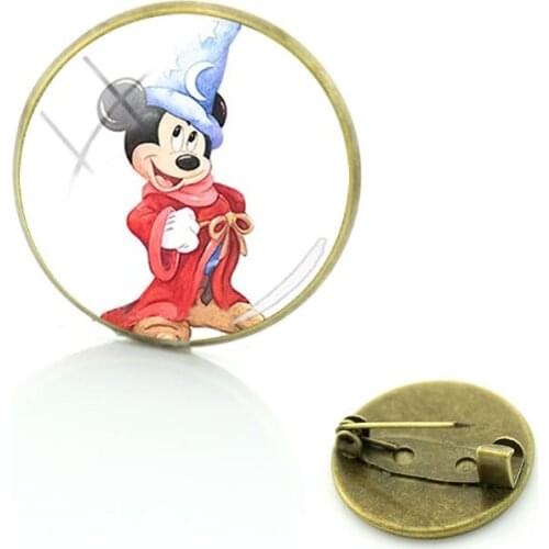 Disney Mickey Brooch Cabochon Dome Glass Brooch Fashion Taste Brooch Accessories Jewelry Souvenir Jewelry