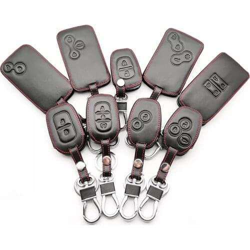 Leather Key Case Holder For Renault Megane Clio Logan Kadjar 1 2 3 Scenic Koleos 9 Styles Keychain Card Car Cover Accessories