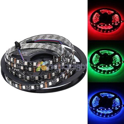 Black PCB board DC12V 5M 5050 SMD 300 Leds RGB Color Epoxy Resin IP65 Waterproof Flexible LED Strip Light Free shipping
