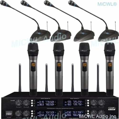 New Generation 400 Channel Digital Wireless Microphone 4 Handheld 4 Table Gooseneck Meeting Press Conference System High-end