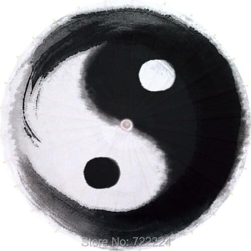 Dia 84cm Chinese Taoist Yin-Yang gossip pattern ink painting pictureWaterproof Parasol Decorition Props Oiled Paper Umbrella