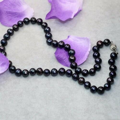 Long 18" 8-9mm Black Freshwater cultured Pearl Necklace