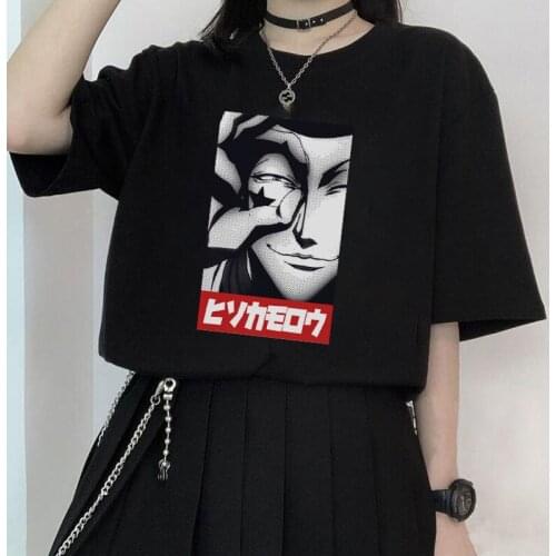 Hisoka Print T-shirt Ladies Kawaii Summer Tops Cartoon Tshirt Popular Anime Hunter X Hunter Tshirt Harajuku Womens Streetwear