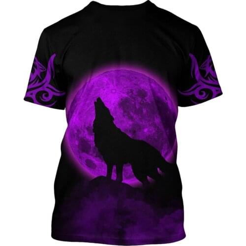Mens Casual 3D Print T-Shirts Dark Wolf Moon Tattoo Hip-Hop Tshirts Summer Harajuku Tees Wome Unisex Short Sleeve Tops 04