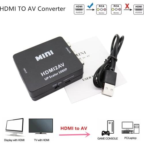 HDMI TO AV RCA CVSB L/R Video 1080P Scaler Converter Box HD Video Composite Adapter HDMI2AV Adapter Support NTSC PAL