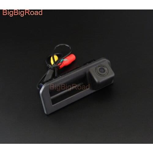BigBigRoad Car Trunk Handle Rear View Camera for Volkswagen Ameo Passat Variant Santana Polo Derby Vento T-Cross Tayron Tharu