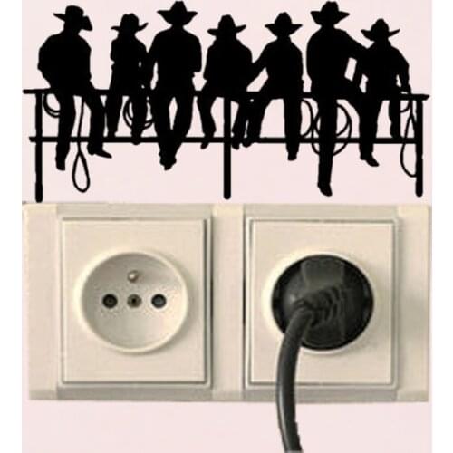 Cowboys Sitting On Fence Home Decor Wall Decal Switch Sticker Vinyl 6SS0315