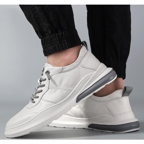 Brand Man Casual Shoes Fashion Mens Sneakers Casual Leather Mens Shoes Leisure Shoes Male Non-Slip Flat White Handmade Footwear