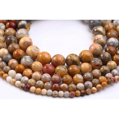 Wholesale Natural Stone Beads Gem Crazy Agates Round Loose Beads 4/6/8/10/12mm for Jewelry Making Necklace Bracelet DIY