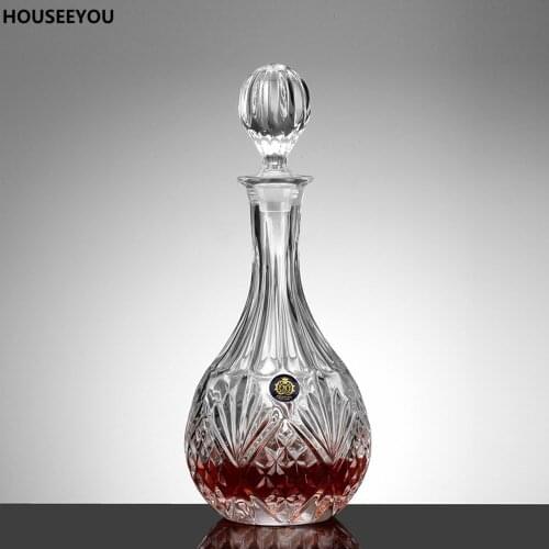 860ml Round Shape Clear Lead Free Glass Wine Decanter Whiskey Liquor Bottle Alcohol Decanter Wine Carafe Home Barware Supplies