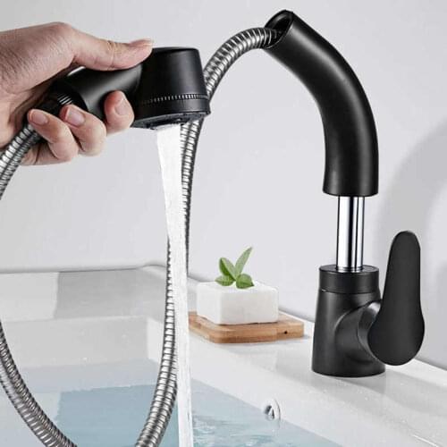 G1/2 Brass Sink Faucet Hot and Cold Water Mixer Tap Rotatable Pull Out Faucet Home Bathroom Supplies Basin Faucets