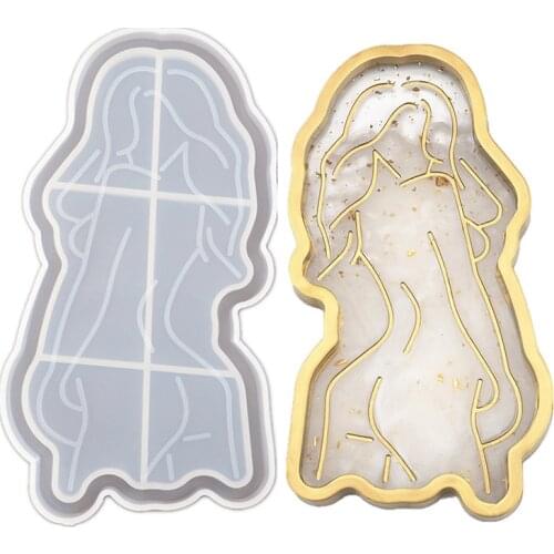 2021 Hot Creative Tray DIY Epoxy Crystal Resin Silicone Mold Girl Model Body Abstract Plate Plate Mirror Tray Silicone Mold