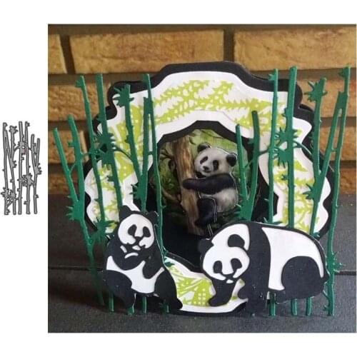 Panda Bamboo Metal Cutting Dies Diy Scrapbooking Photo Album Decorative Embossing Paper Card Crafts Die 2021