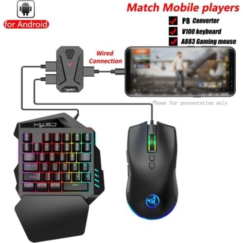 P8 Mobile Controller Gaming Keyboard Mouse Converter Wired LED Backlit PUBG Mobile Controller Gamepad Bluetooth 5.0