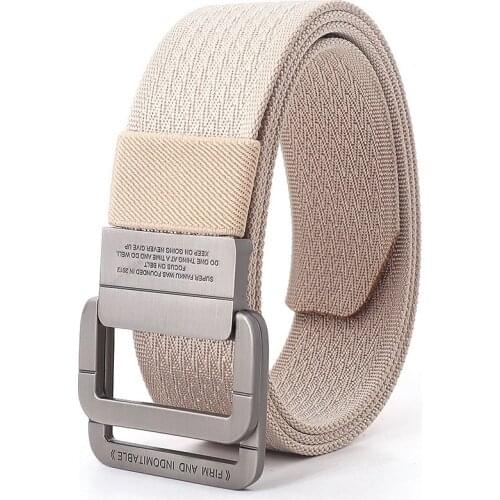 Mens Waist Belts Double Rings Metal Slide Buckle Canvas Fashion Jeans Accessories Cowboy Street Outdoor Army Leisure Cinto Chic