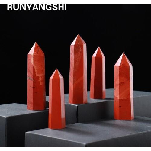 Natural Red Jasper Point Polishing Crystal Quartz Tower Mine Energy Ore Healing Wand Reiki Decorations