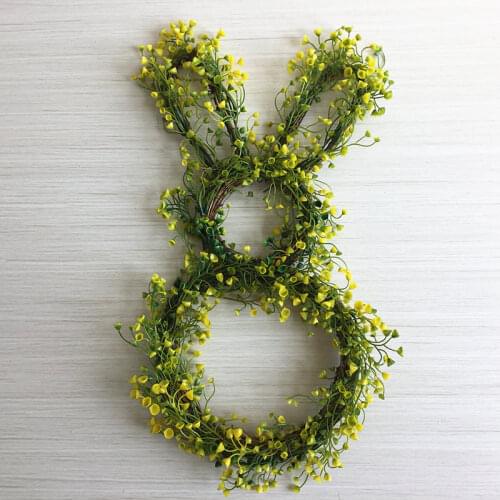 2019 New Design Hanging Wall Decoration Grapevine Twigs Bunny Floral Wreath for Spring Season Decoration