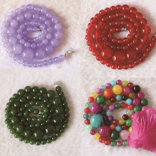 Newly multicolor stone 6-14mm hot round beads diy charms Jewelry necklace making 18"B625