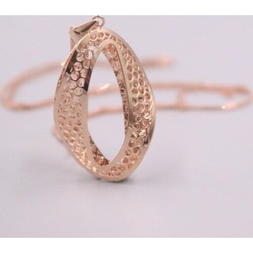 Au750 Pure 18K Rose Gold Pendant Bless Lucky Hollow Twisted Oval Pendant Men Women Gift 2.3-2.5g