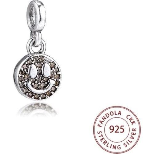CKK 925 Sterling Silver My Smile Dangle Charms Small Hole Beads for Jewelry Making Fits Original Me Snake Chain Bracelet Kralen