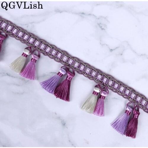 QGVLish 12M/lot Colorful Curtain Tassels Fringe Lace Trim DIY Sewing Sofa Cushion Curtain Accessories Lace Ribbon Belts Trims