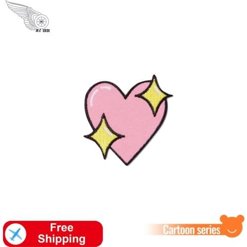 Bling Pink Heart Embroidery Patches Cute Little Thing Cartoon Iron on Badges for Kids Women Jeans Hat Patch Shirt Dress Applique