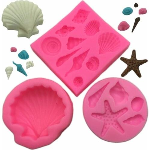 3pcs/set Silicone Seashell Mold For Making Chocolate and Candy Sea Shells Fondant Decoration Baking Tools