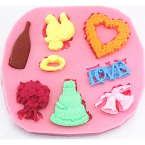Wedding party champagne silicone cake molds soap chocolate mould for the kitchen baking FM044