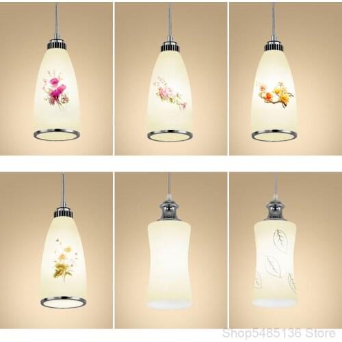 Chinese Style LED Glass Pendant Lights Art Deco Hanging Lamp Bar Restaurant Cafe Living Room Decoration Home Lighting Fixtures
