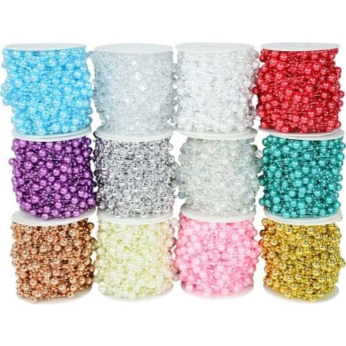 30m/roll 3-8mm Artificial Pearl Beads Fishing Line Wedding Decoration Bride Bouquet Flower Beads Chain Garland Wedding Supplies