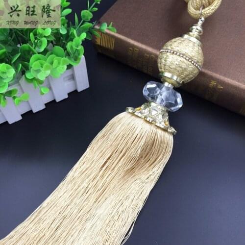 XWL 1Pair Crystal Ball Curtain Tiebacks Hanging Belts Window Curtain Accessories Strap Fringe Tassel Tieback Buckle Home Decor