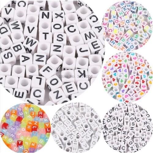 DHL 100bag 100pc/bag DIY Square/Round Alphabet Digital/Letter Acrylic Cube for Jewelry Making Craft Loom Band Bracelets