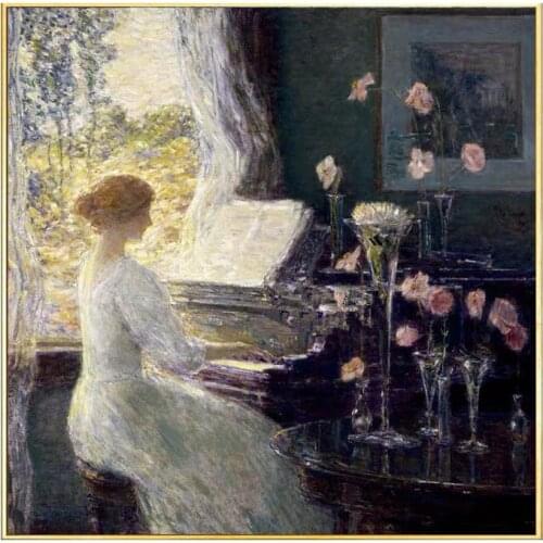 Woman playing piano sets Needlework Cross stitch 14CT Unprinted Embroidery kits Arts Cross-Stitching,DIY Handmade Home Decor