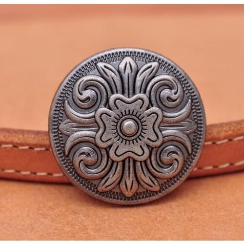 10PC 1-1/4" Antique Silver Western Decor Celtic Flower Leathercraft Saddle Hatband Boots Belt Concho Set