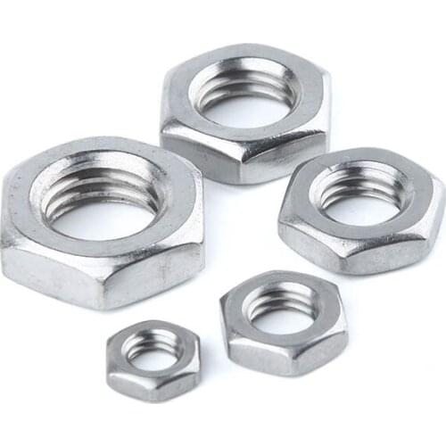 10Pcs 304 stainless steel nut flat thin nut M3M4M5M6M8 thin nut