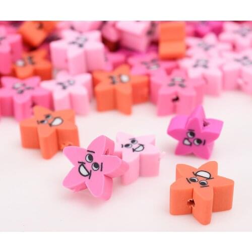 30/50/100pcs Smiley Face Polymer Clay Beads Star Shape Expression Spacer Jewelry Beads For DIY Making Earring Necklace Bracelet
