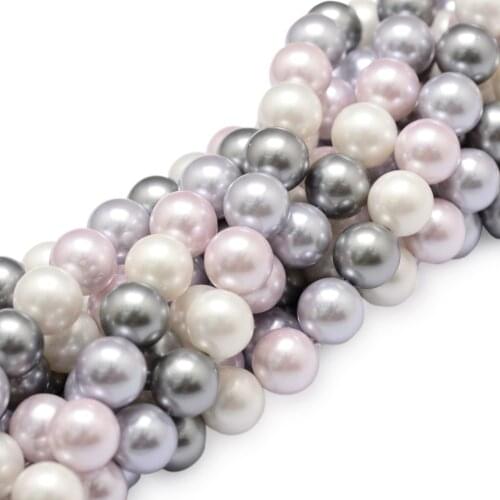 Pandahall 5 Strands 8mm Round Shell Pearl Beads Strands for Jewelry Making DIY Bracelet Necklace Hole: 1mm 54pcs/Strand 16"