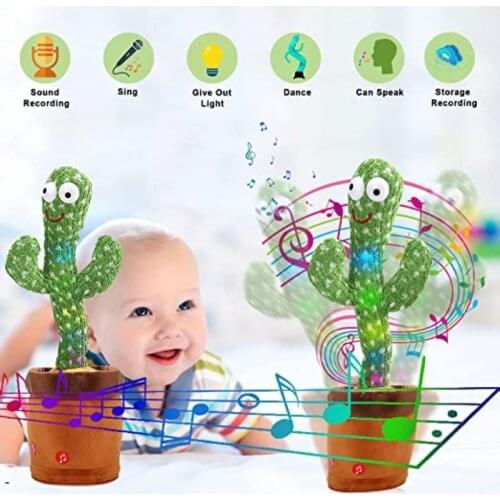 6PCS Electronic Dancing Cactus Singing Dancing USB Recharge Decoration Gift for Kids Funny Early Education Toys