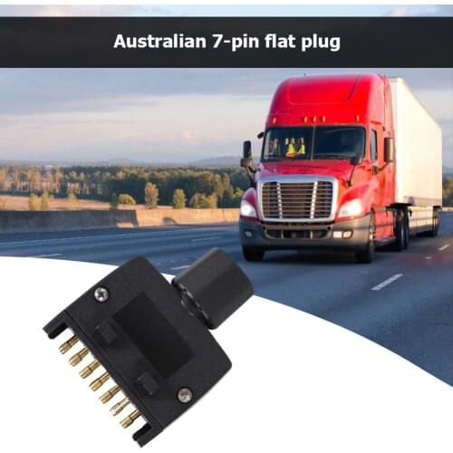 7 Pin AU Flat Male Trailer Socket Plug Connector Adapter for Boat Trailer Black Corrosion Resistant Metal Contacts