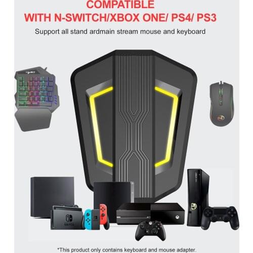 HXSJ LED Keyboard & Mouse Console Adapter P6 Keyboard And Mouse Gaming Converter For PS4, Xbox One, Nintendo Switch, PS3