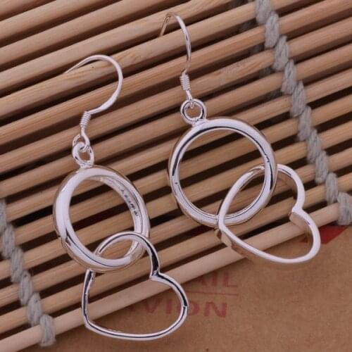 AE484 Hot sterling earrings , fashion jewelry , Rings hanging heart /cmxaleea awzajoga silver color
