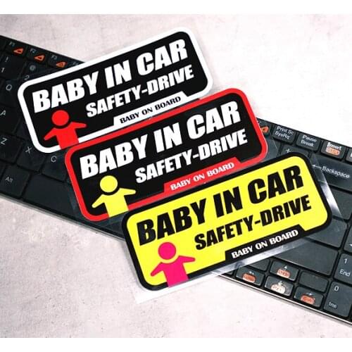 Car Styling Vinyl Tape Warning BABY ON BOARD Safety Drive Motorcycle Window Bike Sticker Decals13x5.5cm