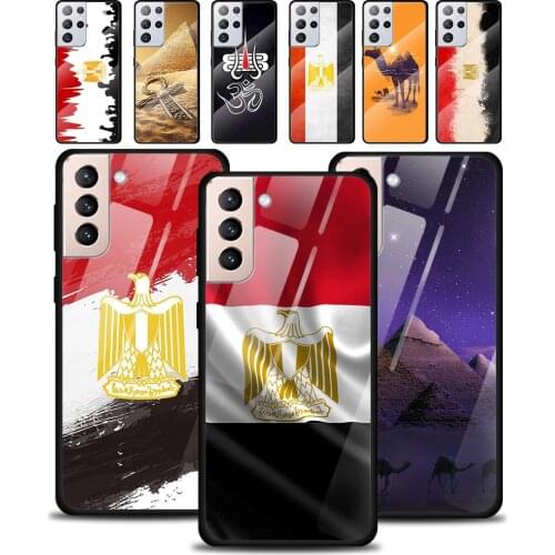 Egypt National Flag Pyramid Tempered Glass Cover For Samsung Galaxy S21 Plus Ultra M21 M31 M51 A52 A72 Phone Case Coque