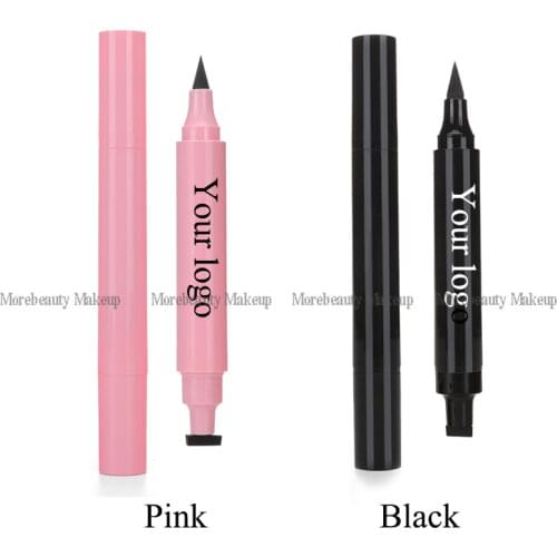 Custom Logo Black Liquid Eyeliner Wholesale Self Adhesive Winged Eye liner 2 In 1 Waterproof High Pigment Stamp Eyeliner