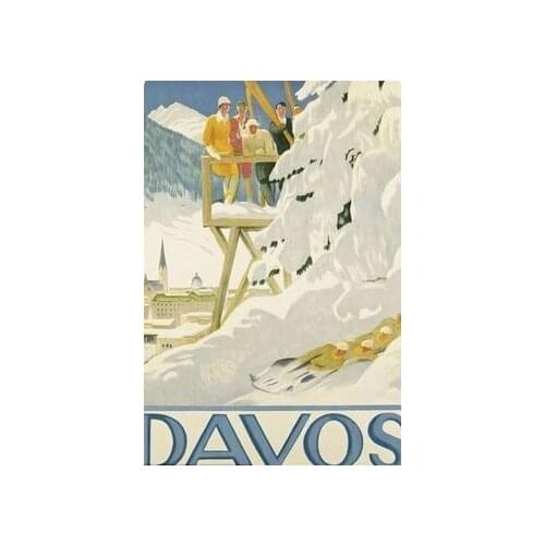Davos Swiss Switzerland Winter Ski Alps Travel Retro Vintage Poster Canvas Painting DIY Wall Paper Posters Home Decor Gift
