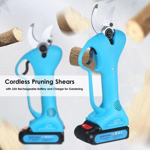 DC 21V Electric Pruning Shears Kit Cordless Battery Operated Pruning Shears Branch Cutter for Gardening Tree Trimming Picking